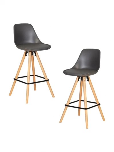 LMZL-PP759A-1-N_LB-MTR_EL-GR-04 Набор 2 шт стул полубарный DOBRIN RONNI (ножки светлый бук, тёмно-серый (GR-04))