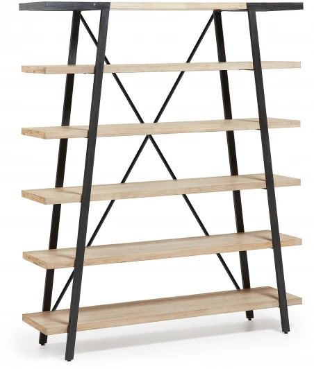 023409 Стеллаж La Forma (ex Julia Grup) Thinh (Черный/ Металл,Акация,Сталь,Дерево)