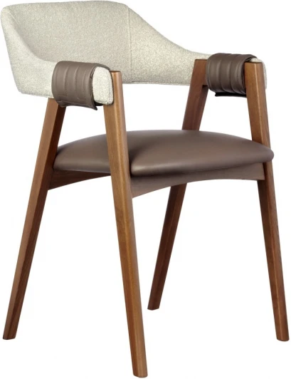 RF 0749 Стул KELLI бежевый букле, экокожа коричневая, орех Bradex Home (арт.RF 0749)