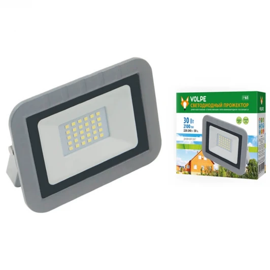 ULF-Q591 30W/DW IP65 220-240В SILVER картон Прожектор уличный Volpe ULF-Q591 30W/DW IP65 220-240В SILVER картон
