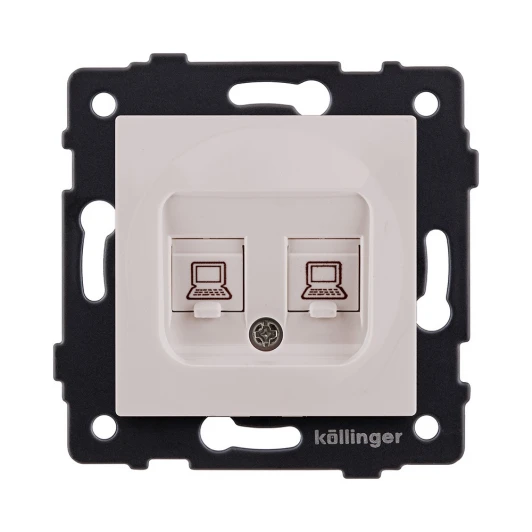 REA-019CM Розетка двойная Ethernet RJ45 кашемир матовый Kollinger REA-019CM для Aspekt, Eleganz, Reflex