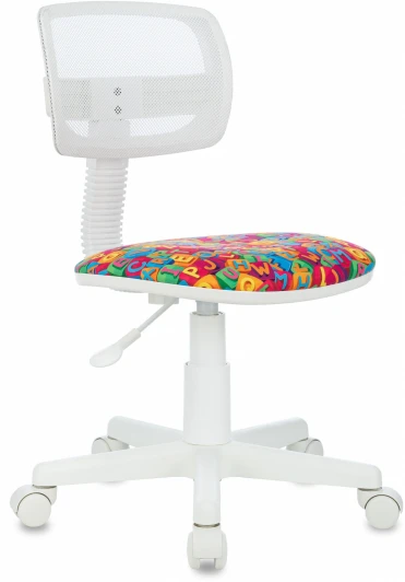 CH-W299/WH/ALPHABET Кресло детское Бюрократ CH-W299 белый TW-15 сиденье мультиколор алфавит сетка/ткань крестов. пластик пластик белый