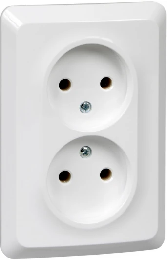 PC16-105B Розетка встраиваемая двойная без заземления (белый) Systeme Electric Etude PC16-105B