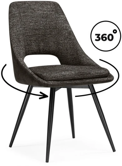 15878 Обеденный стул Woodville Avianus (Металл, Шенилл/Черный, Коричневый) арт.15878