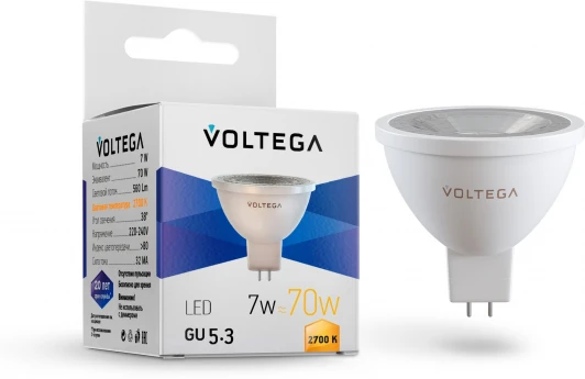 7258 Светодиодная лампа Simple MR16 7W 2700K 38 GU5.3 Voltega Sofit GU5.3 Lens 7258