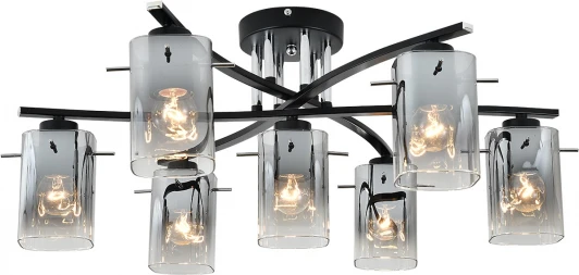 1101/7P Black Потолочная люстра на штанге Escada Iberis 1101/7P Black 7x40Вт E27, металл/стекло, черный (220V)