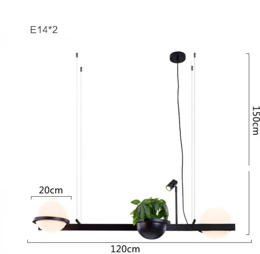 22.93726 Реечный светильник Palma Wall Lamp 2 Шара + 1 Вазон Горизонтальная ImperiumLoft 22,93726 (204172-22) (220V, на тросе, шар)