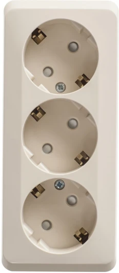 PA16-012K Розетка накладная тройная с заземлением и шторками (кремовый) Systeme Electric Etude PA16-012K