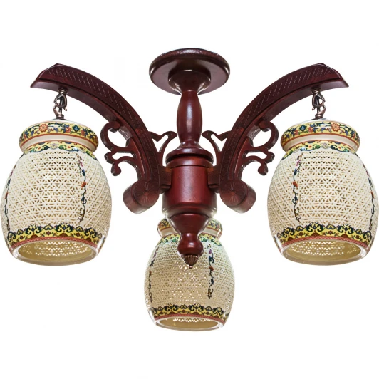 6074-3 красное дерево Потолочная люстра N-Light 6074 6074-3 красное дерево