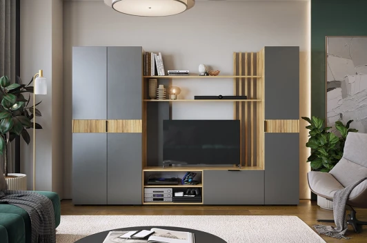 ГК02Бери.2564 Гостиная Бери К2, цвет дуб крафт золотой/графит Mebelson (арт.ГК02Бери.2564)