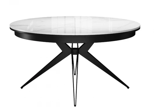 00-00073221 Стол DikLine KW120 керамика белый мрамор C11 глянец/опоры черные (2 уп) арт.00-00073221