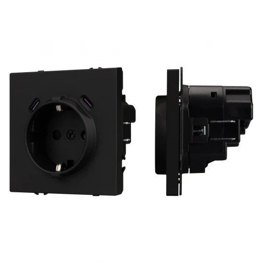 061813(1) Розетка ARL NOBE зк со шторками с USB тип C+С софт-тач черный оникс SCT-MUCC-SFPL-BK (250V, 16A) (Arlight,) 061813(1)