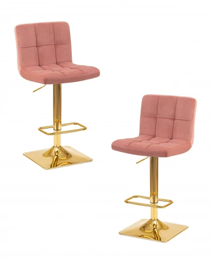 LM-5016-N_G-M_V-MJ9-32 Набор 2 шт стул барный DOBRIN GOLDIE (пудрово-розовый велюр (MJ9-32))