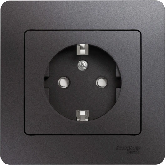 GSL001344 Розетка встраиваемая с заземлением и шторками (графит) Systeme Electric Glossa GSL001344