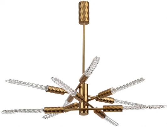 5449/28L Потолочная люстра на штанге Odeon Light Kolos 5449/28L сатинированн.латунь/прозрачн./металл/стекло LED 28W (10*2.8W) 3000K (220V)