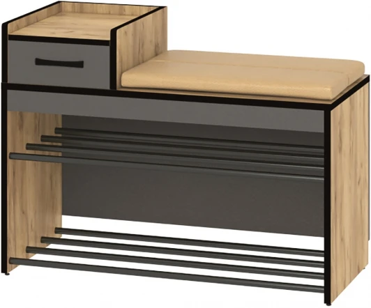 101188 Прихожая Ивару Ольга-лофт 5 Тумба, Экокожа, Дуб крафт золотой/Темно-серый