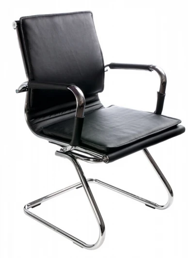 CH-993-LOW-V/BLACK Кресло Бюрократ Ch-993-Low-V черный эко.кожа низк.спин. полозья металл хром
