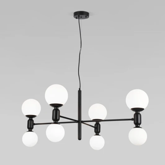 30182/8 черный Подвесной светильник Wi-Fi Eurosvet Bubble 30182/8 черный (220V, управление смартфоном, голосовое управление, умный дом - Minimir Home, Алиса, Маруся, Салют, на тросе, шарики)