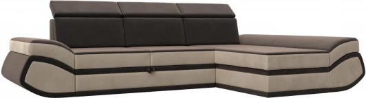 121646 Диван угловой Лига-032 правый угол (Коричневый,Бежевый/Велюр) Лига Диванов арт.121646