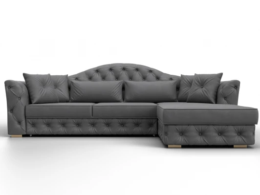 128041 Диван угловой Артис правый угол (Брус,Рейка,Замша/Серый) Лига Диванов 128041