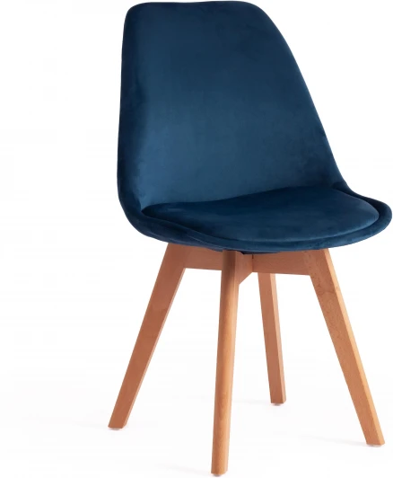 15852 Обеденный стул Tetchair TULIP (Вельвет,Дерево /Синий)