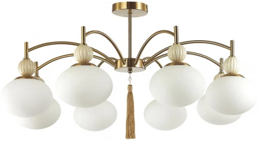 8272/8C Потолочная люстра на штанге Lumion Gloriya 8272/8C латунь/бежевый/белый, металл/керамика/стекло Е14 8*40W 220V (шарики)