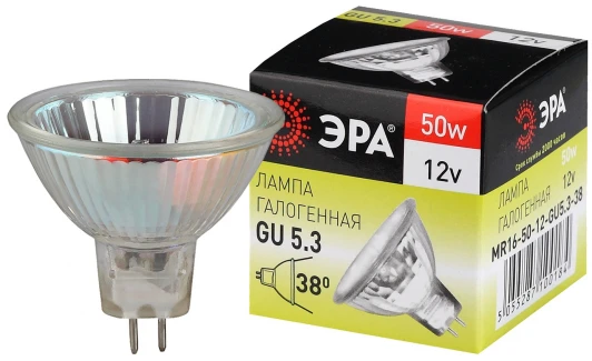GU5.3-MR16-50W-12V-CL Лампочка галогеновая GU5.3 50W ЭРА GU5.3-MR16-50W-12V-CL