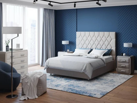 1923151 PROxSON Кровать Rhomby без основания (Ткань: Рогожка Тетра Бежевый) 180x200