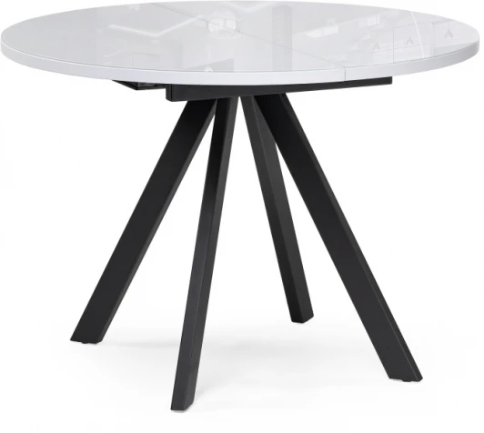 516562 Стеклянный стол Woodville Трейси 110(150)х100х75 белый / черный 516562