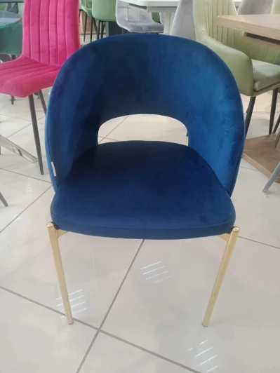 628M03675 Стул AGNES BLUVEL-86 NAVY BLUE, золотой каркас
