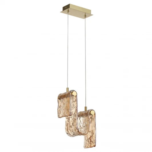 5105/11L Подвесной светильник светодиодный Odeon Light Flow 5105/11L золотой брашинг/янтарный металл/стекло LED x 11W 4000K (220V, на проводе)