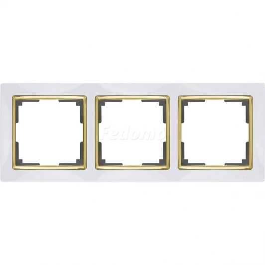 WL03-Frame-03-white-GD Рамка на 3 поста Werkel Snabb, белый с золотом