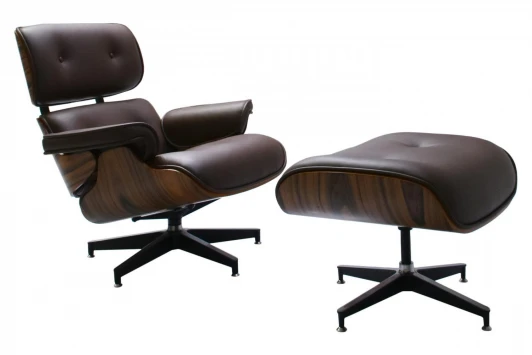 FR 0006-7 Кресло EAMES LOUNGE CHAIR коньячный и оттоманка EAMES LOUNGE CHAIR коньячный