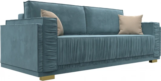 122251 Диван прямой Лига-044 (Бирюзовый,Бежевый/Велюр) Лига Диванов арт.122251