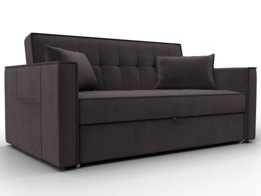 134872 Диван прямой Лига-104 (140) (ЛДСП,Брус,Фанера,Велюр/Коричневый) Лига Диванов 134872