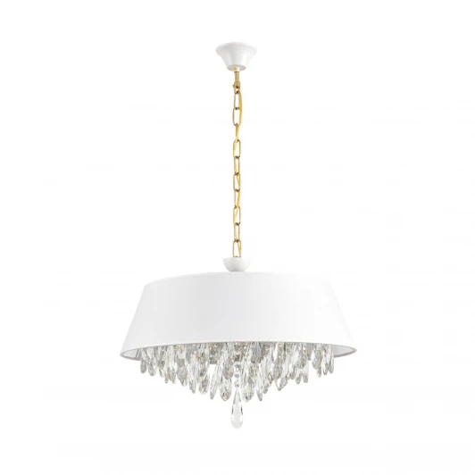 8374/6 Люстра подвесная Lumion Mitrim 8374/6 латунь/белый/прозрачный, металл/текстиль/хрусталь E27 6*60W 220V MITRIM