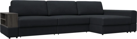 129111 Диван угловой с полкой Лига-055 НПБ Лонг угол универсальный Лига Диванов (Замша) арт.129111