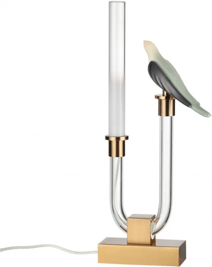 5431/2TL Настольная лампа Odeon Light Lark 5431/2TL золотой(под латунь)/белый градиент/беж./зеленый/ металл/стекло/керамика LED 2W 4000K (220V, выключатель, птички)