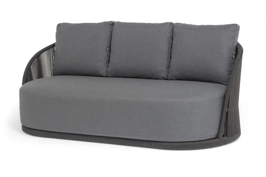 MONT-S-3-001 RAL7024 Mua D-grey(D-gray027) "Монтелла" диван 3-местный плетеный из роупа, каркас алюминий темно-серый (RAL7024) муар, роуп темно-серый круглый, ткань темно-серая 027 4SIS MONT-S-3-001 RAL7024 Mua D-grey(D-gray027)