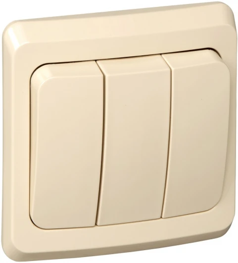 BC10-003K Выключатель встраиваемый трехклавишный (кремовый) Systeme Electric Этюд BC10-003K