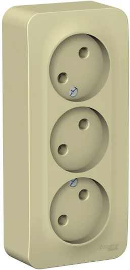 BLNRA000317 Розетка накладная тройная без заземления (бежевый) Systeme Electric Blanca BLNRA000317