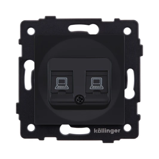REA-019BM Розетка двойная Ethernet RJ45 черный матовый Kollinger REA-019BM для Aspekt, Eleganz, Reflex