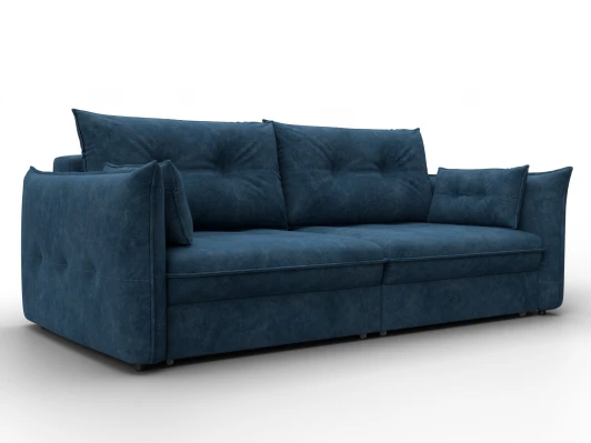133645 Диван прямой Лига-100 НПБ (ДСП,Фанера/Пластик/Велюр/Синий) Лига Диванов 133645