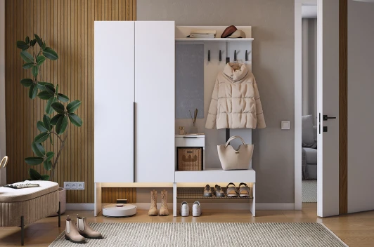 ПК01Баско.2552 Прихожая "Баско К1" Mebelson (ЛДСП/Светлое дерево) арт.ПК01Баско.2552