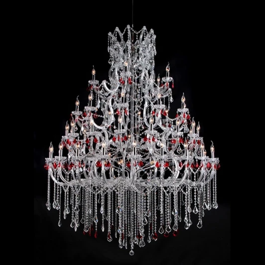 11350/55С CHROME, CLEAR&RED Подвесная люстра Natali Kovaltseva Queen 11350/55С CHROME, CLEAR&RED