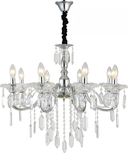 2111/8P Chrome Подвесная люстра Escada Fantail 2111/8P Chrome 8x40Вт E14, металл/хрусталь, хром/прозрачный (220V, на цепи, подсвечник, свеча)