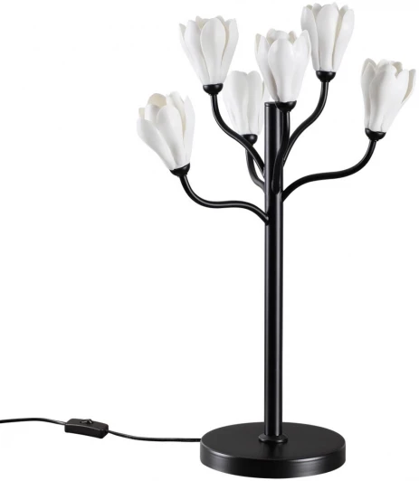 5090/6T Настольная лампа Odeon Light Gardi 5090/6T черный матовый/белый/фарфор G4 LED 6*5W (220V, выключатель, цветы)