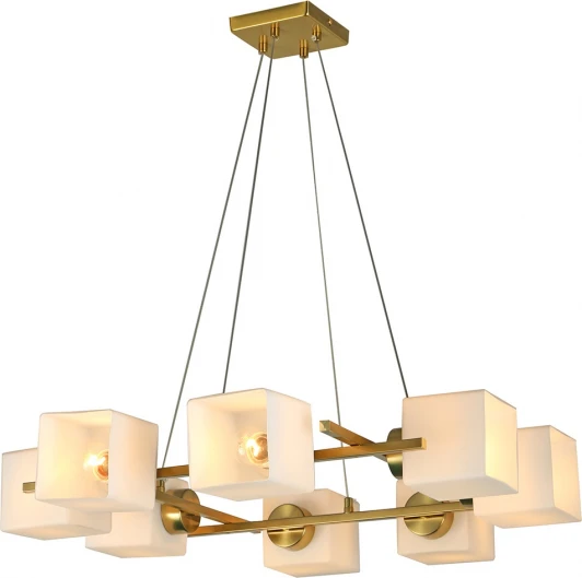 2137/8S Подвесной светильник Escada Spacium 2137/8S 8x40Вт E27, металл/стекло, медь, белый матовый плафон (220V, на тросе)