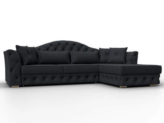 128038 Диван угловой Артис правый угол (Брус,Рейка,Замша/Темно-серый) Лига Диванов 128038