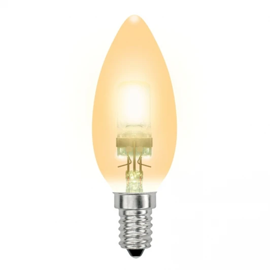 HCL-28/CL/E14 candle gold Лампочка галогенная свеча желтая E14 28W Uniel HCL-28/CL/E14 candle gold